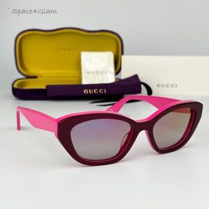 BRAND NEW Gucci GG1638S 003 Burgundy Red Mirrored Women Cat Eye Sunglasses